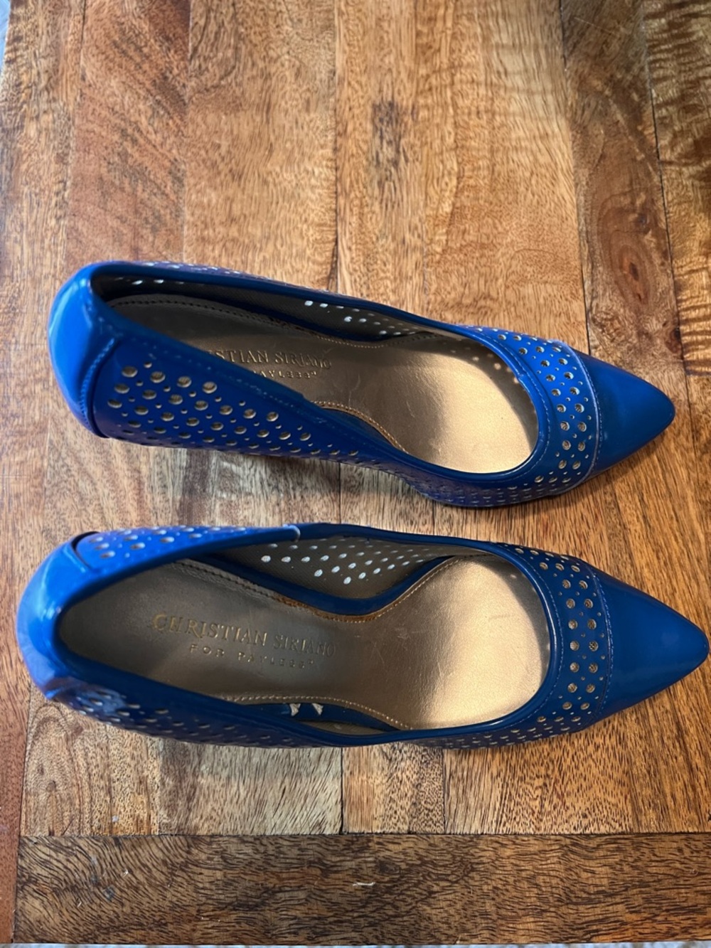 Christian Siriano Royal Blue Pointed-Toe Perforated Heels